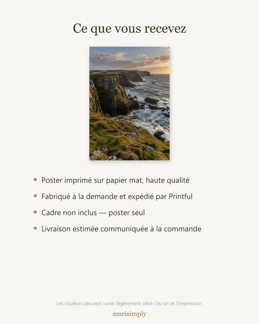 Poster Falaises Côtières Sans Cadre - Affiche Nature - Papier Mat - Décoration Murale