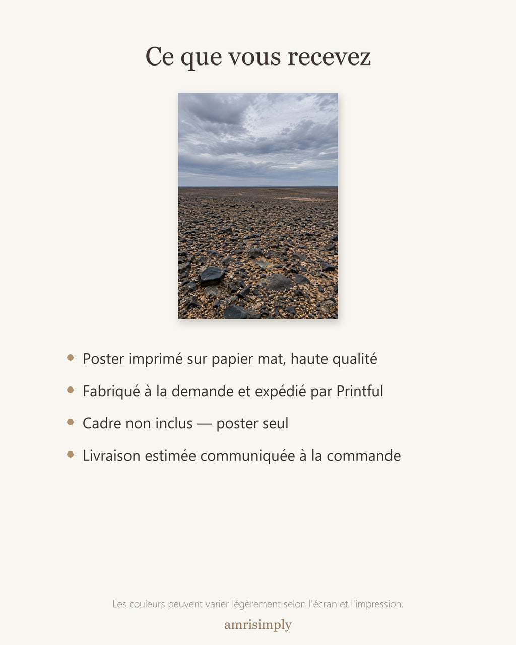 Poster Reg saharien Sans Cadre - Affiche Nature - Papier Mat - Décoration Murale