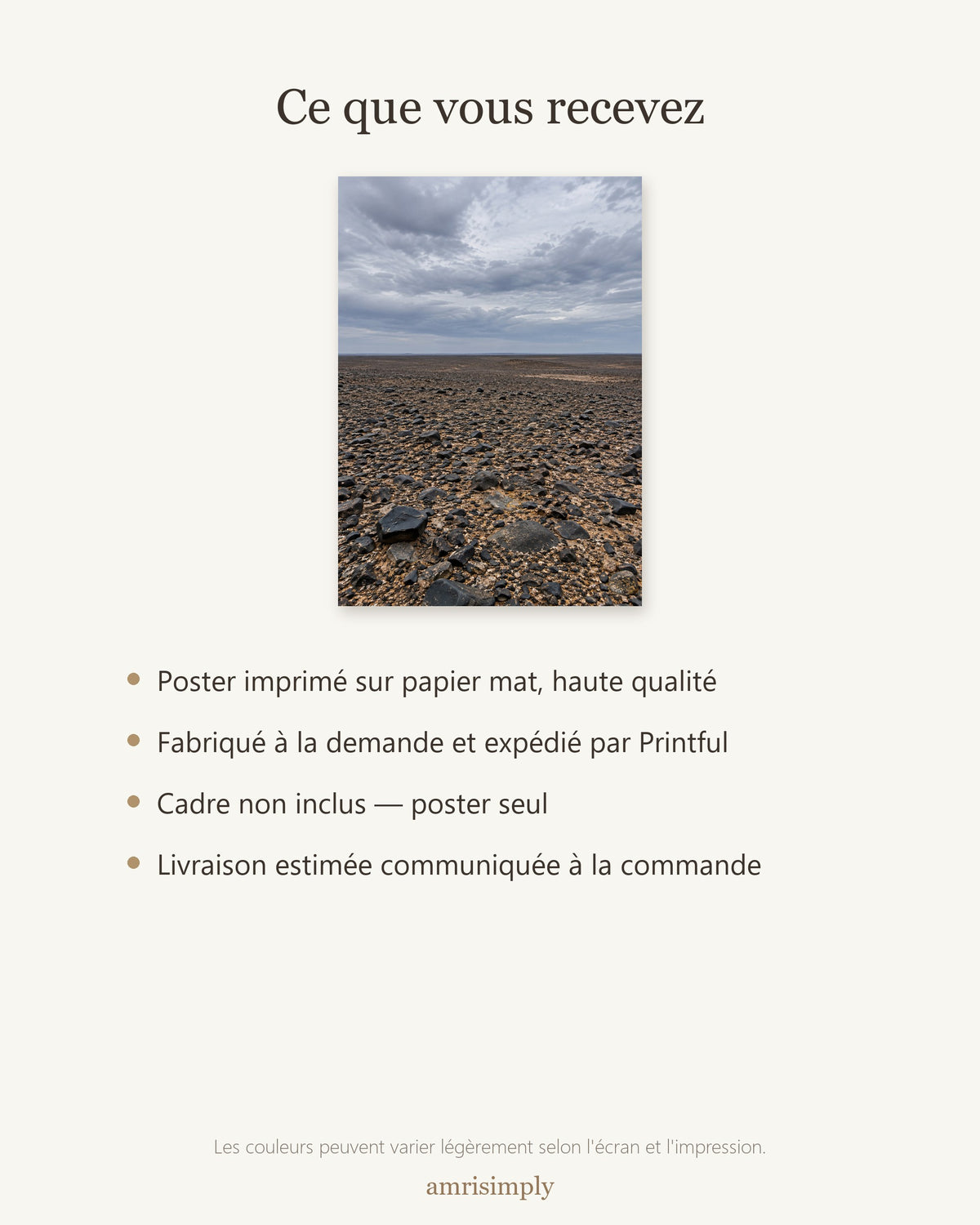Poster Reg saharien Sans Cadre - Affiche Nature - Papier Mat - Décoration Murale