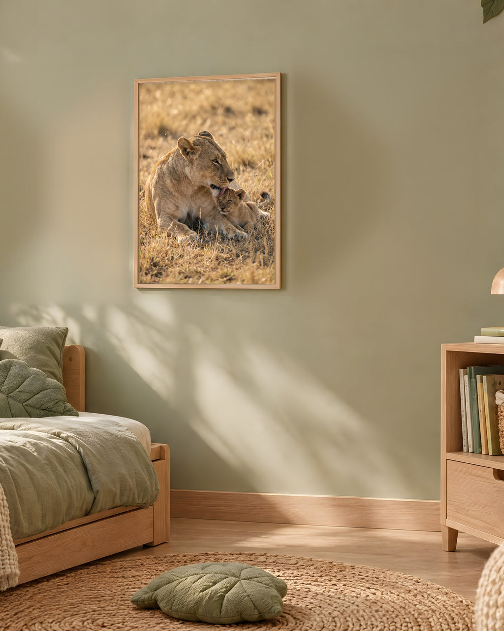 Poster Lionne et son Lionceau Sans Cadre - Affiche Nature - Papier Mat - Décoration Murale