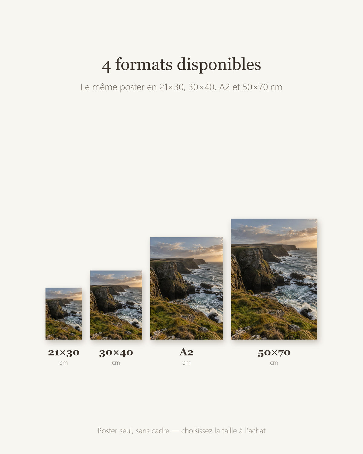 Poster Falaises Côtières Sans Cadre - Affiche Nature - Papier Mat - Décoration Murale