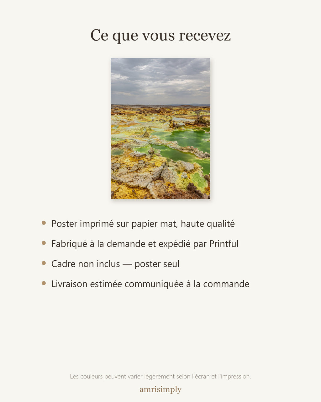 Poster Danakil Éthiopie Sans Cadre - Affiche Nature - Papier Mat - Décoration Murale