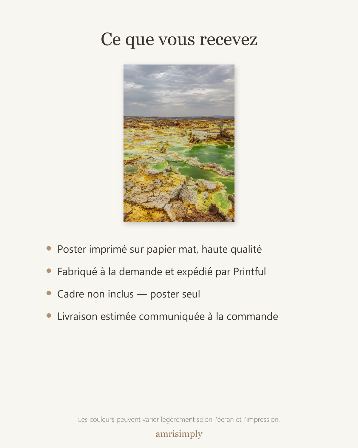 Poster Danakil Éthiopie Sans Cadre - Affiche Nature - Papier Mat - Décoration Murale