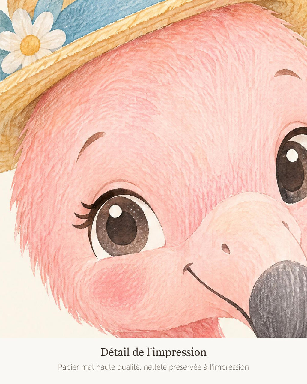 Poster Flamant Rose Sans Cadre – Décoration Chambre Bébé Animaux Aquarelle – Papier Mat