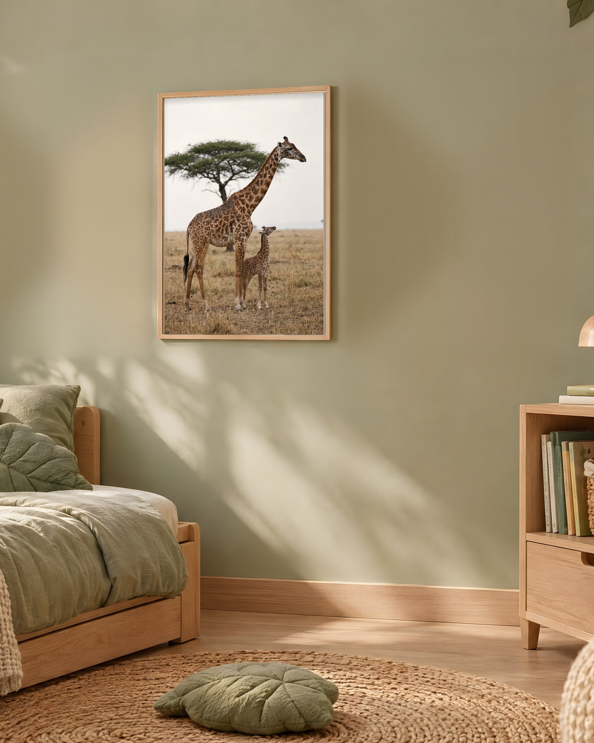 Poster Girafe et son Girafon Sans Cadre - Affiche Nature - Papier Mat - Décoration Murale