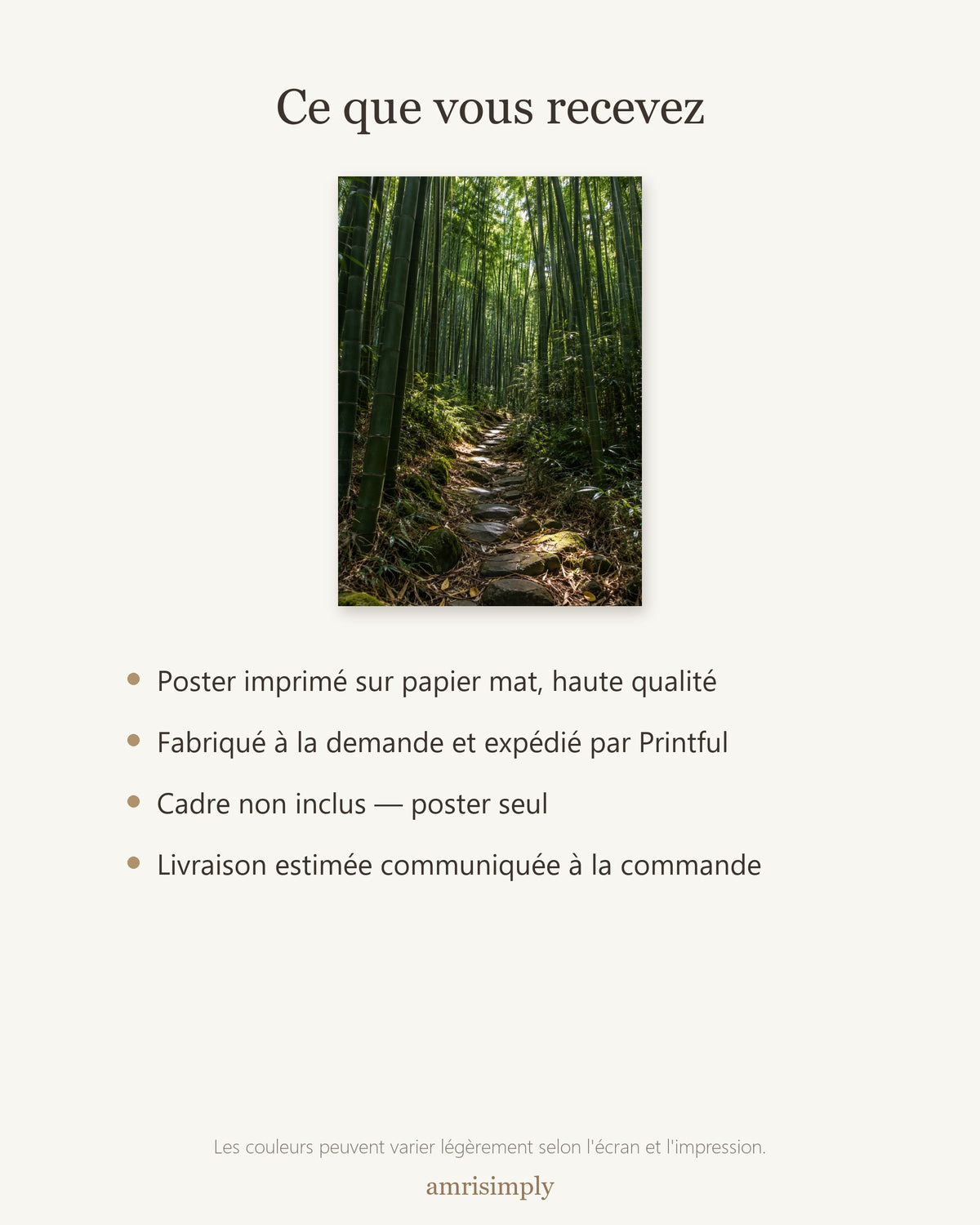 Poster Forêt de Bambous Sans Cadre - Affiche Nature - Papier Mat - Décoration Murale