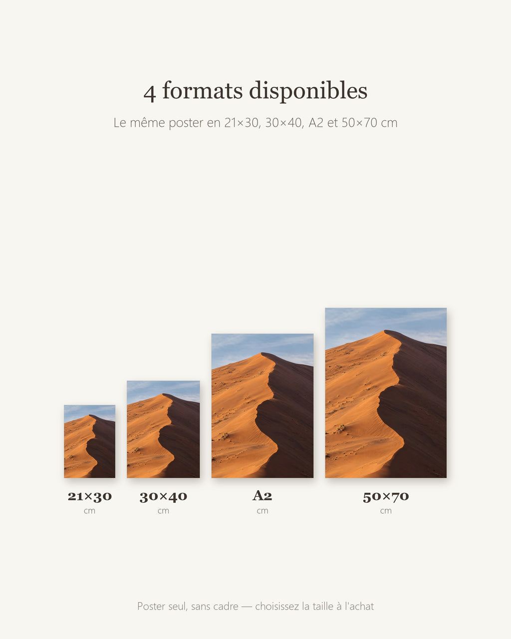 Poster Dune de Sossusvlei Namibie Sans Cadre - Affiche Nature - Papier Mat - Décoration Murale