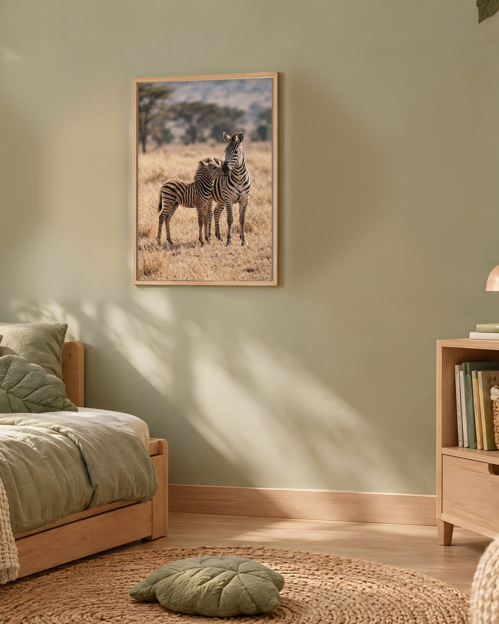 Poster Zèbre et son Poulain Sans Cadre - Affiche Nature - Papier Mat - Décoration Murale