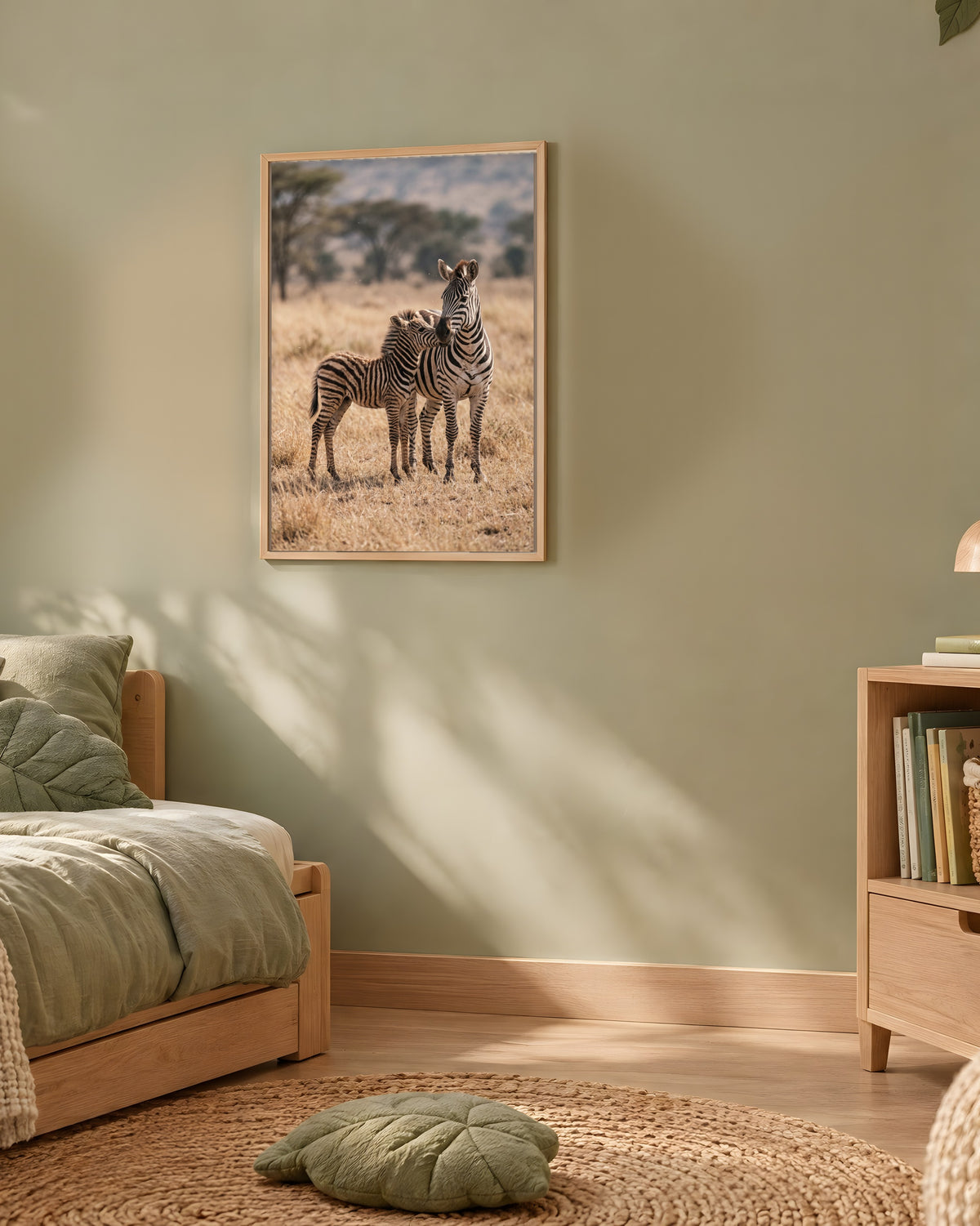 Poster Zèbre et son Poulain Sans Cadre - Affiche Nature - Papier Mat - Décoration Murale