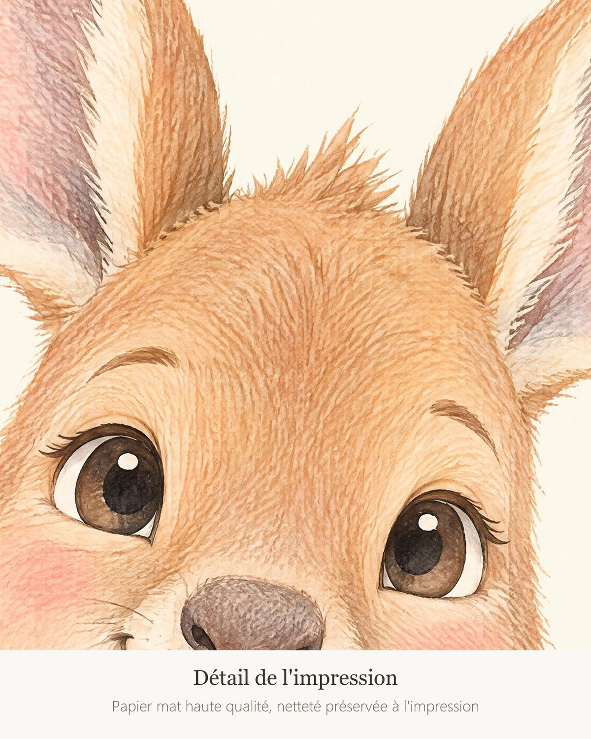 Poster Kangourou Sans Cadre – Décoration Chambre Bébé Animaux Aquarelle – Papier Mat