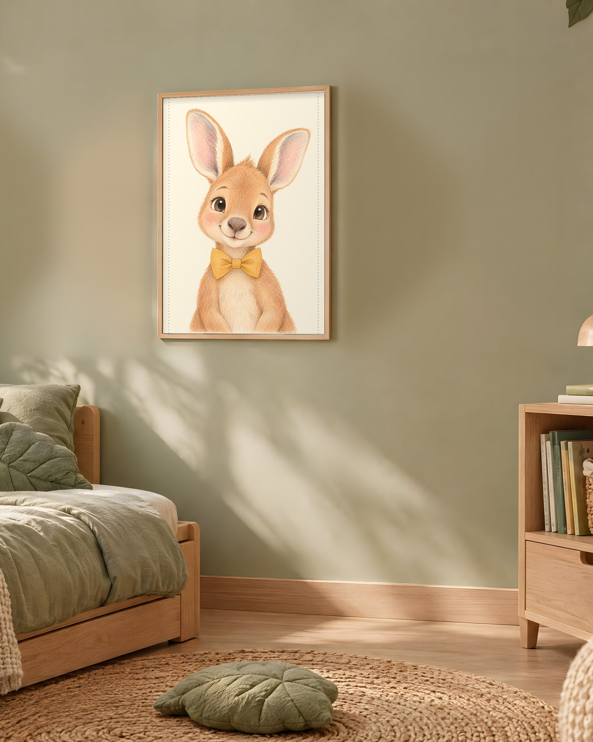 Poster Kangourou Sans Cadre – Décoration Chambre Bébé Animaux Aquarelle – Papier Mat