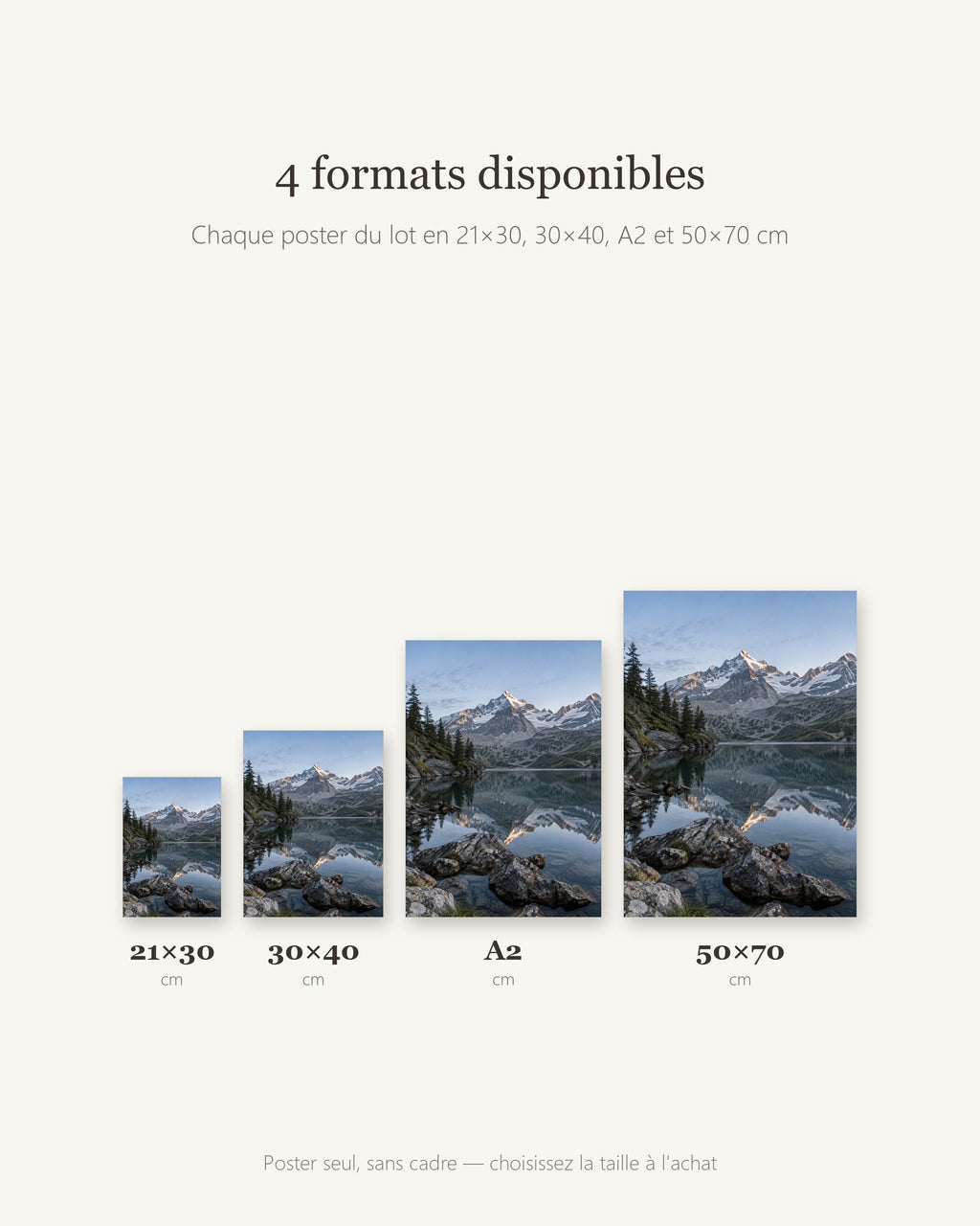 Lot Eaux et Rivages - 3 Posters Sans Cadre Nature Eau - Papier Mat