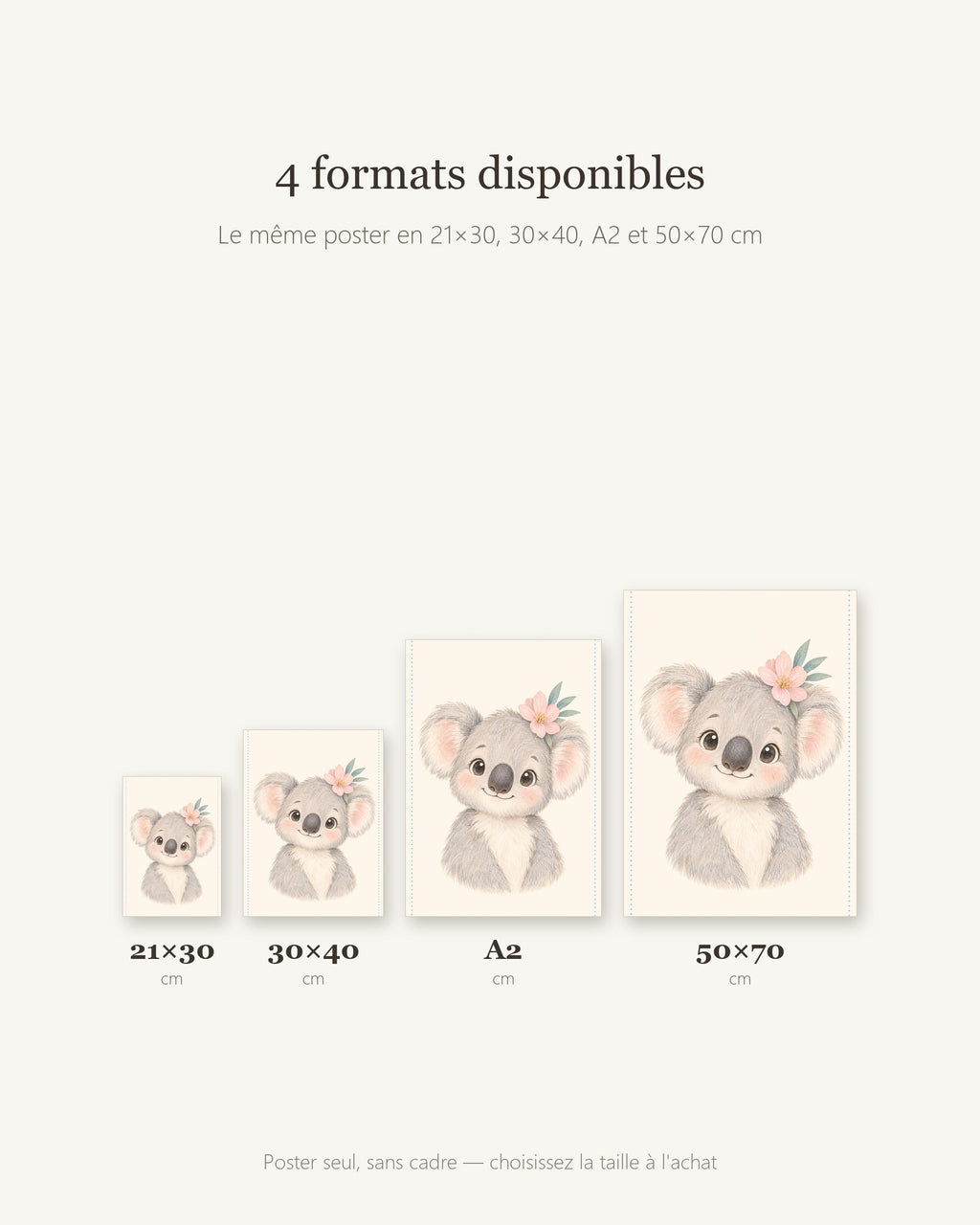 Poster Koala Sans Cadre – Décoration Chambre Bébé Animaux Aquarelle – Papier Mat
