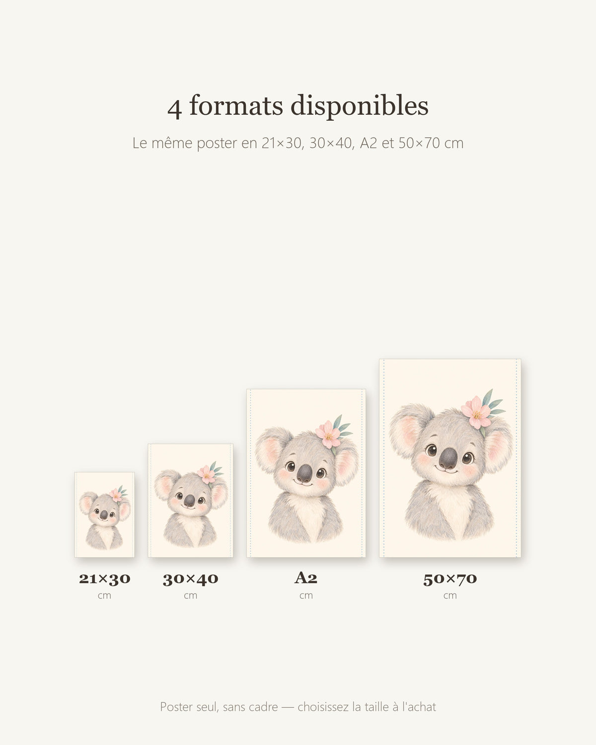 Poster Koala Sans Cadre – Décoration Chambre Bébé Animaux Aquarelle – Papier Mat