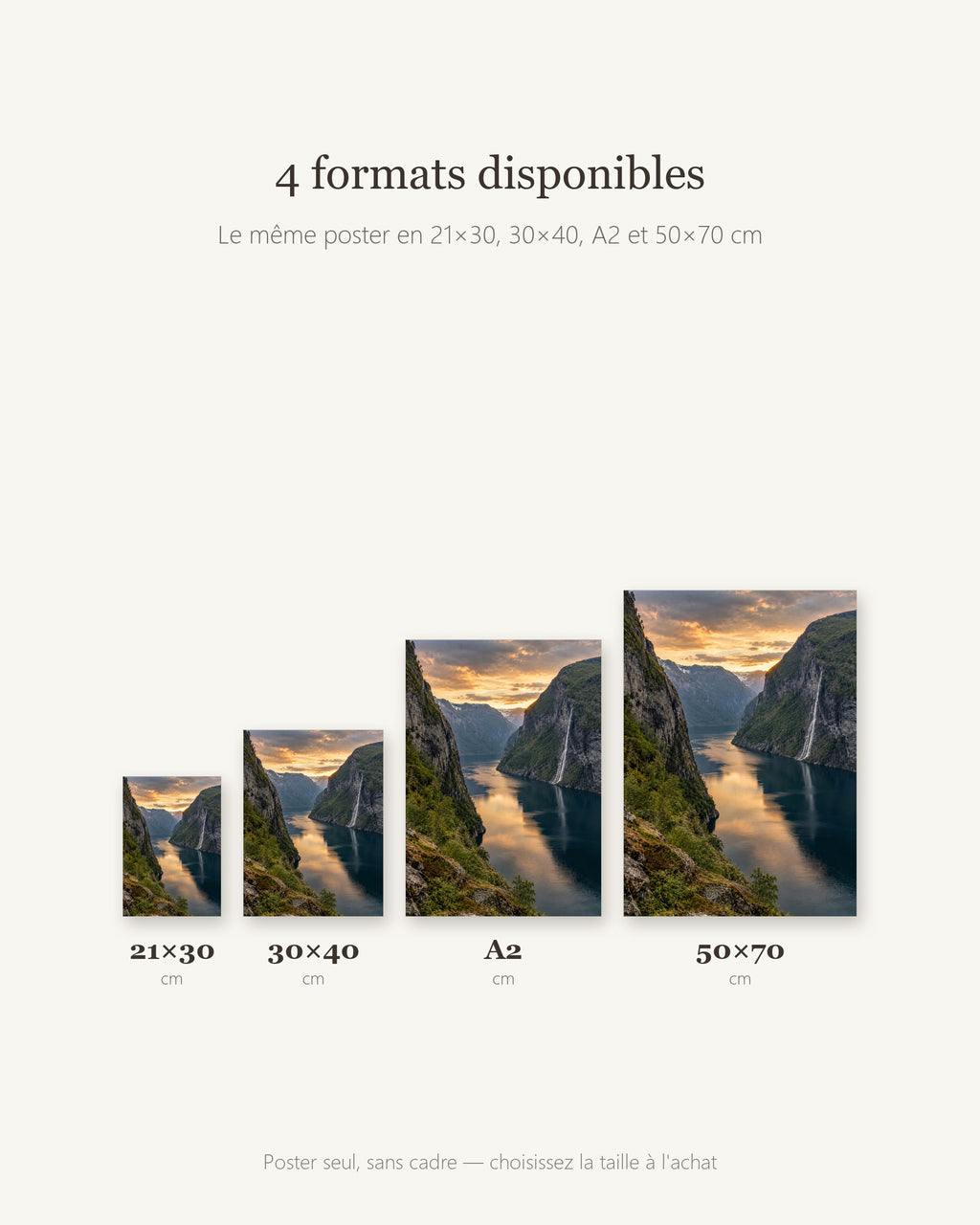 Poster Fjord Norvégien Sans Cadre - Affiche Nature - Papier Mat - Décoration Murale