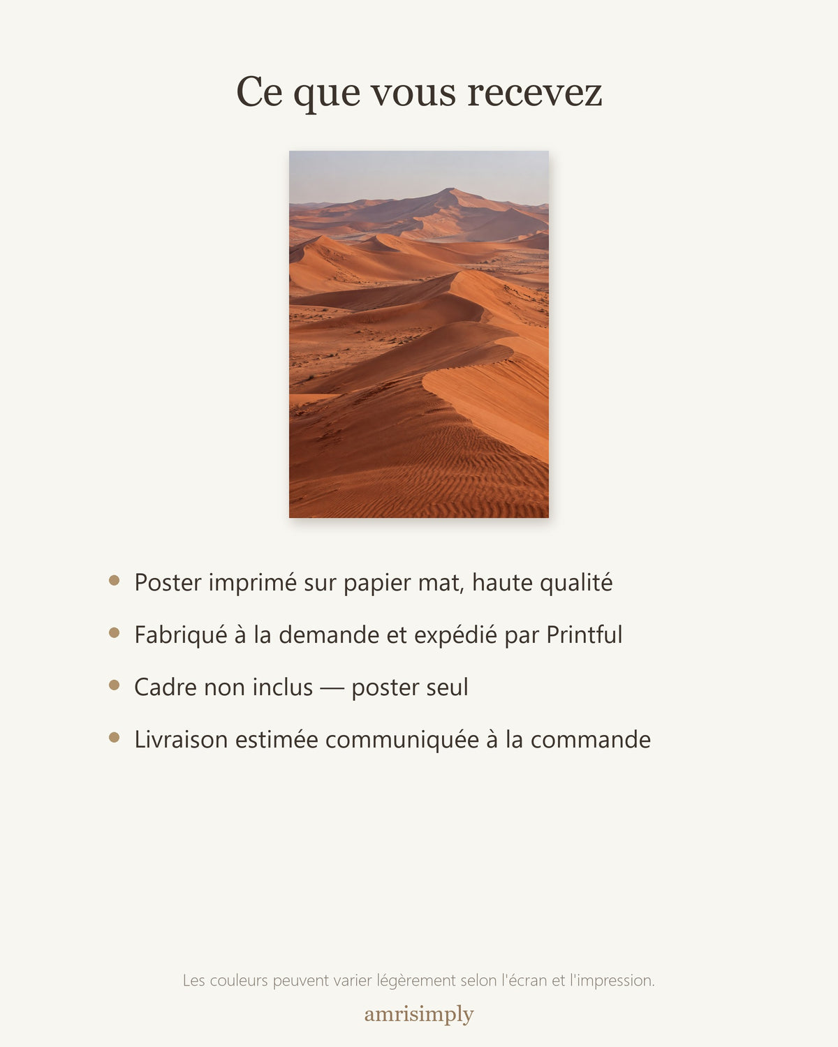 Poster Rub al Khali Arabie Sans Cadre - Affiche Nature - Papier Mat - Décoration Murale