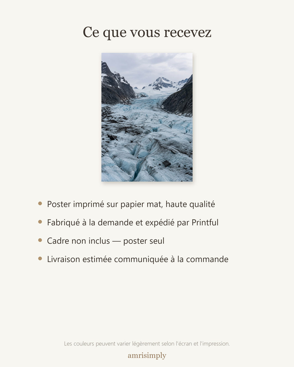 Poster Glacier Sans Cadre - Affiche Nature - Papier Mat - Décoration Murale
