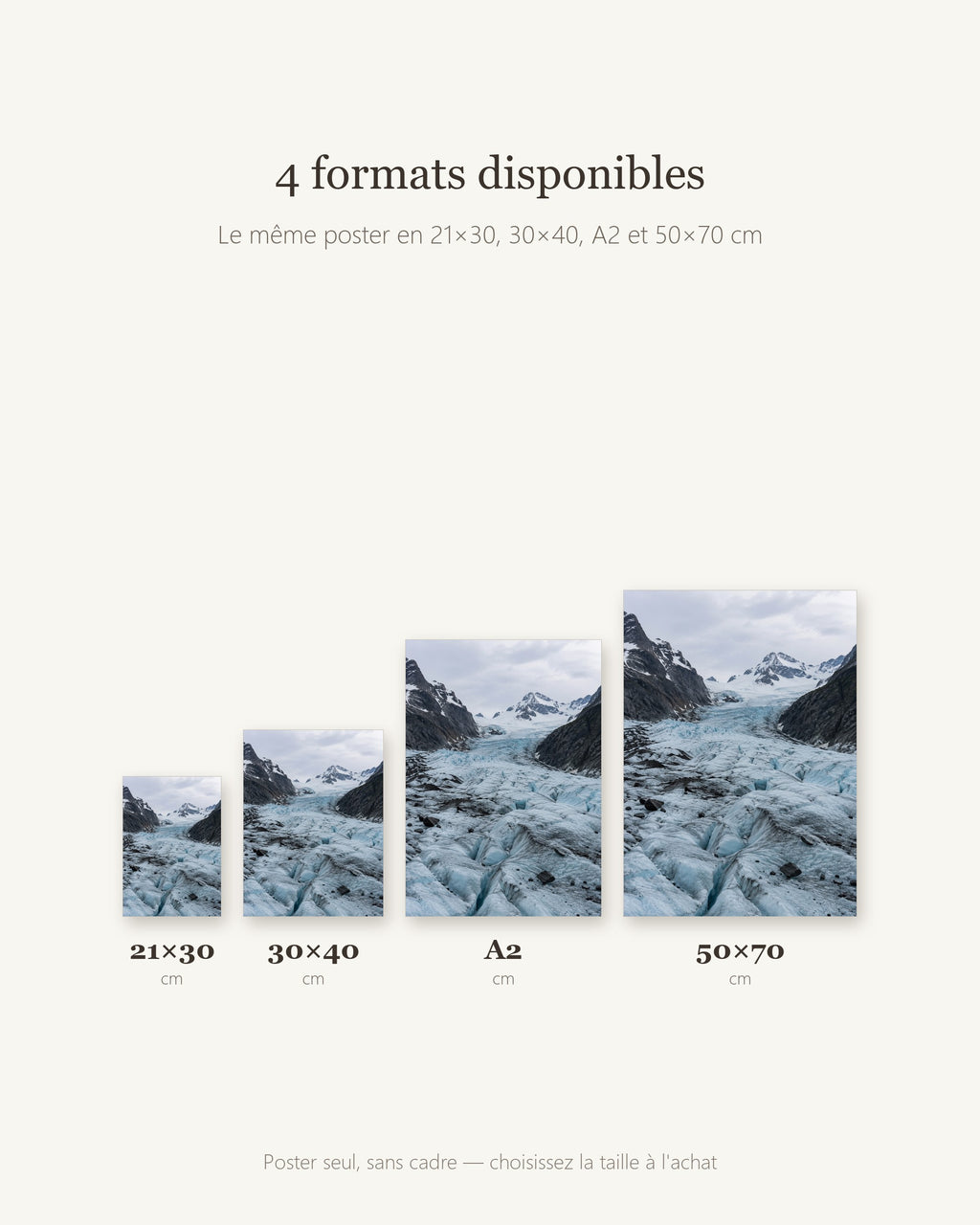 Poster Glacier Sans Cadre - Affiche Nature - Papier Mat - Décoration Murale