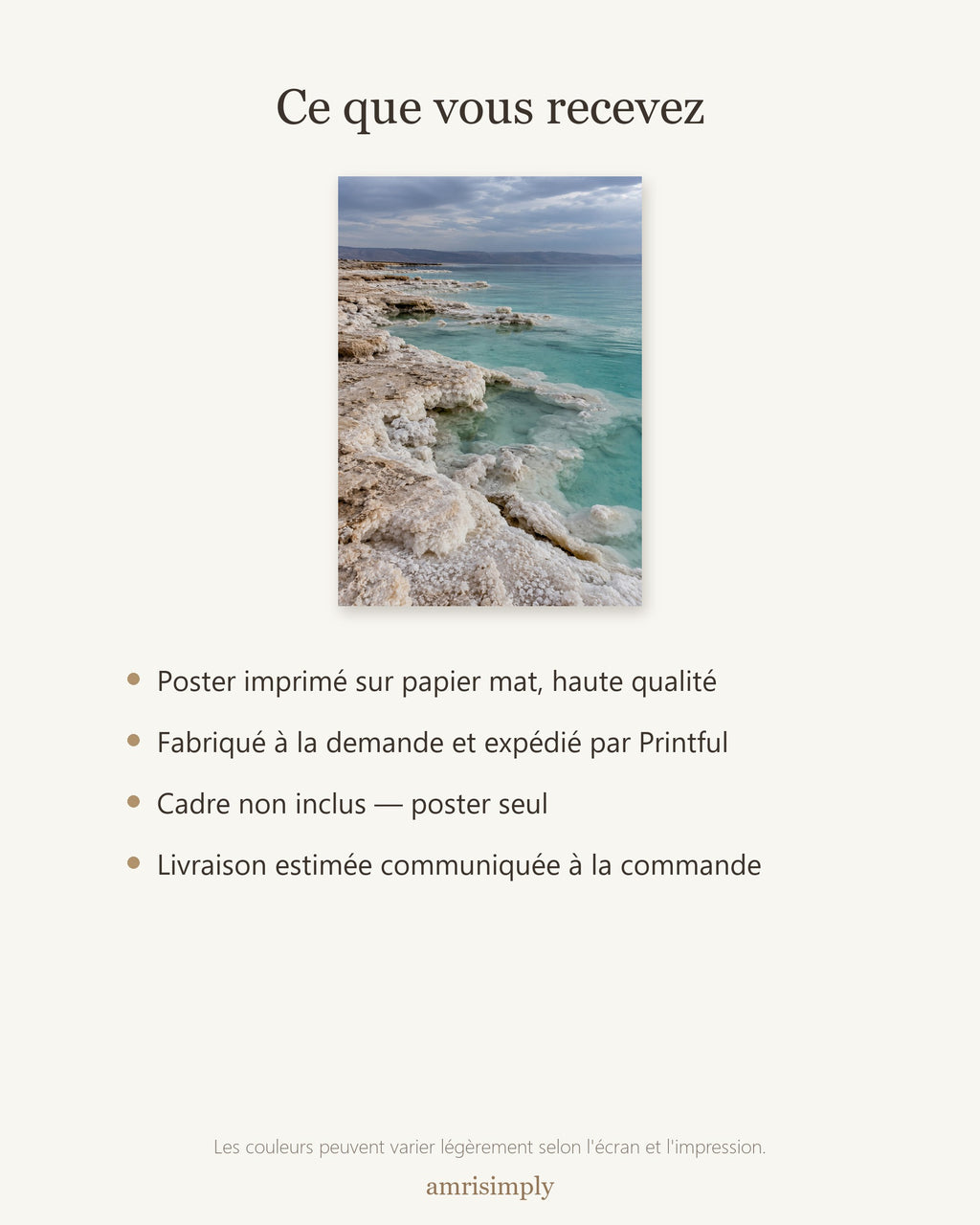 Poster Mer Morte Sans Cadre - Affiche Nature - Papier Mat - Décoration Murale