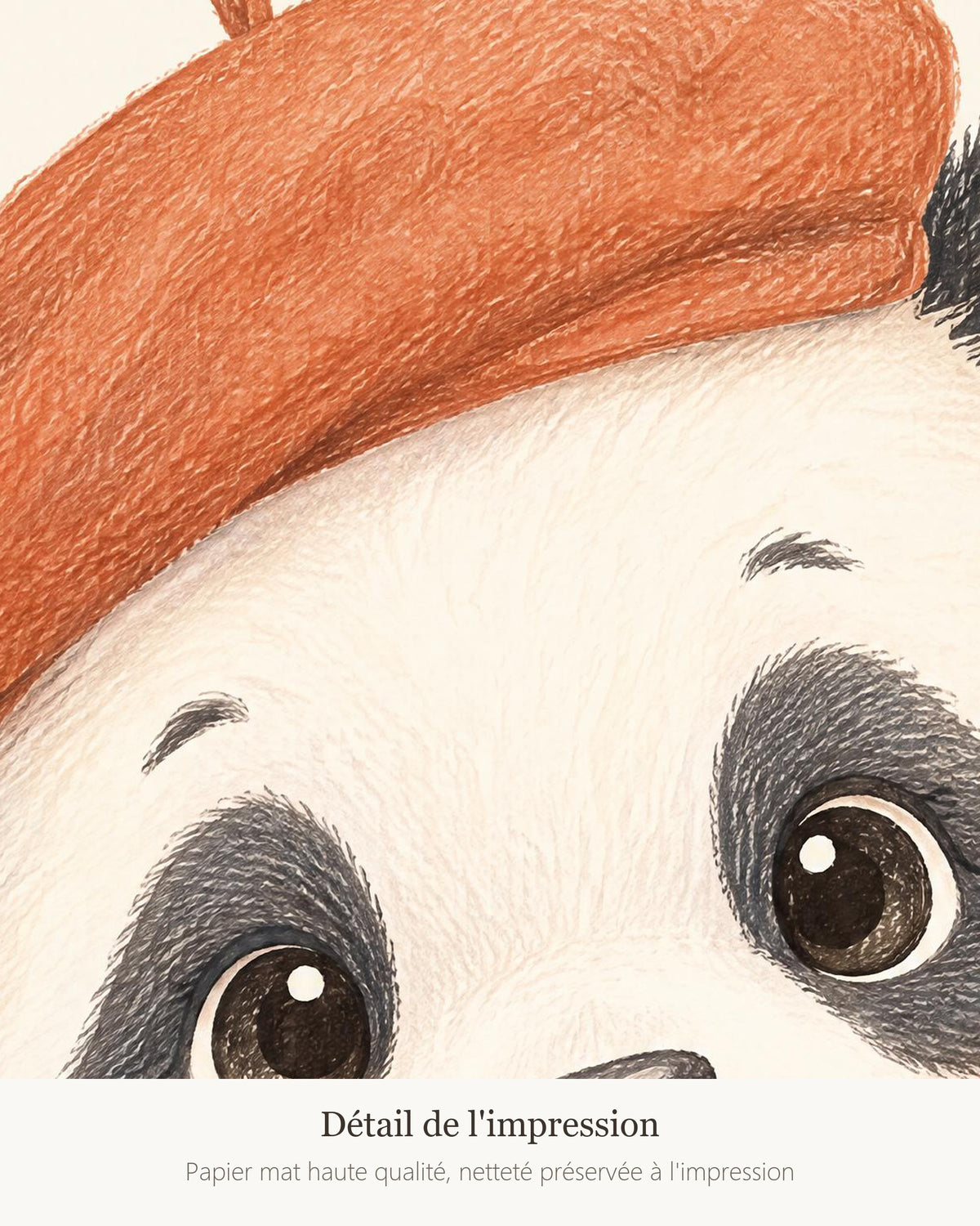 Poster Panda au Béret Sans Cadre – Décoration Chambre Bébé Animaux Aquarelle – Papier Mat