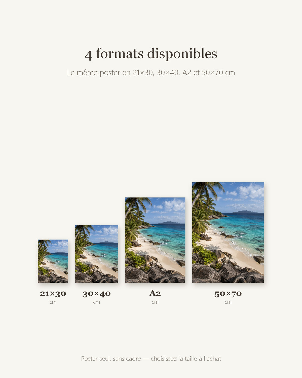 Poster Plage tropicale Sans Cadre - Affiche Nature - Papier Mat - Décoration Murale