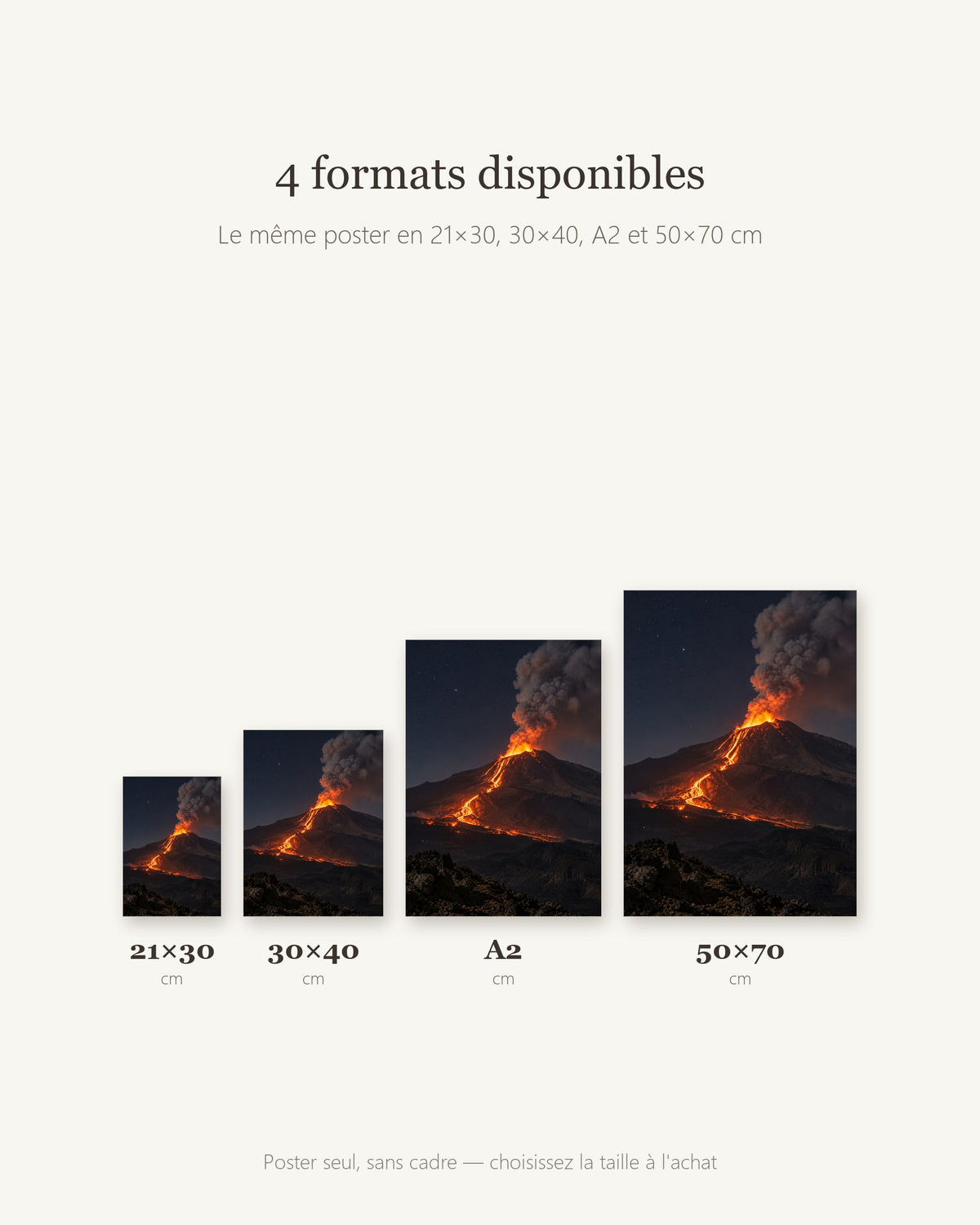 Poster Volcan de nuit Sans Cadre - Affiche Nature - Papier Mat - Décoration Murale
