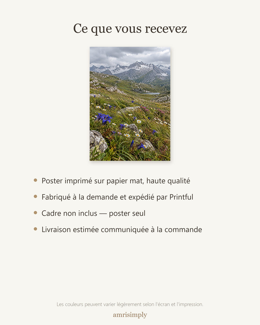 Poster Prairie alpine en fleurs Sans Cadre - Affiche Nature - Papier Mat - Décoration Murale