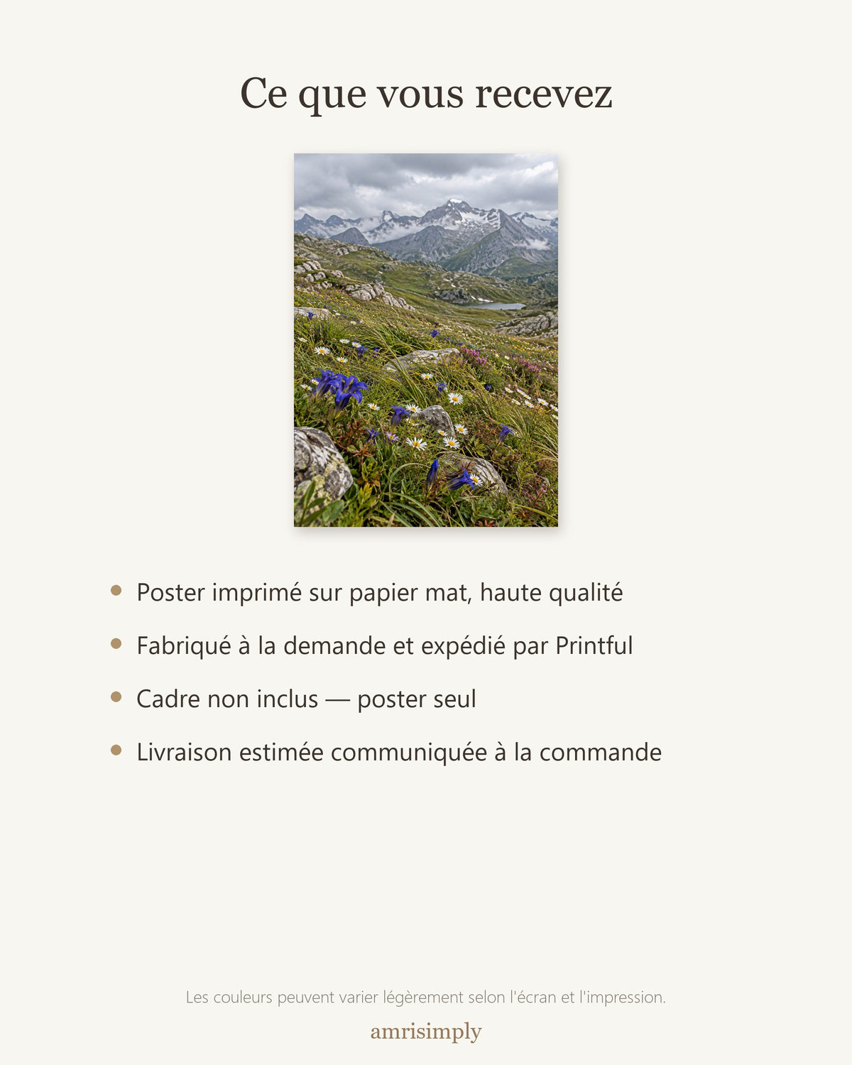 Poster Prairie alpine en fleurs Sans Cadre - Affiche Nature - Papier Mat - Décoration Murale