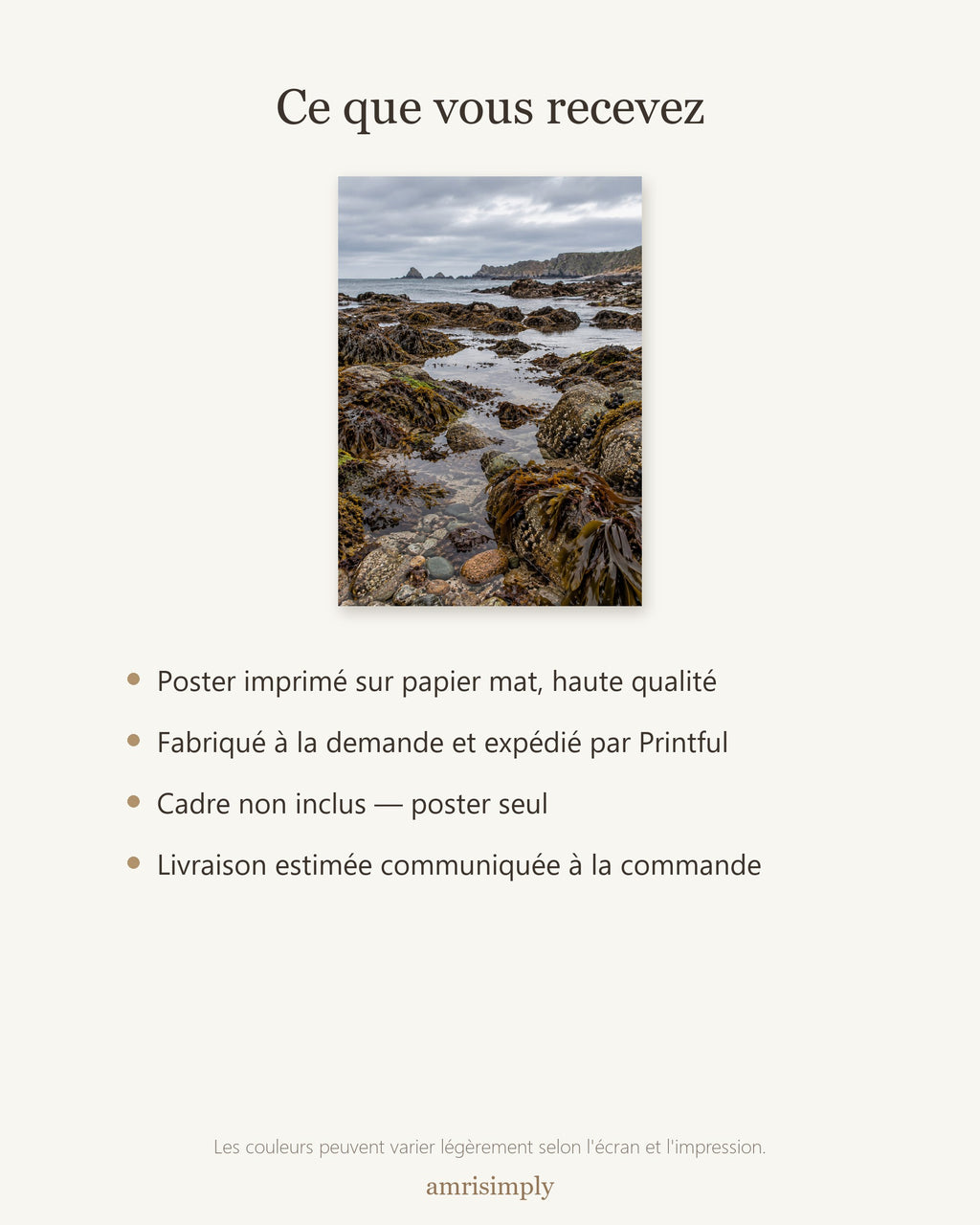 Poster Côte à marée basse Sans Cadre - Affiche Nature - Papier Mat - Décoration Murale