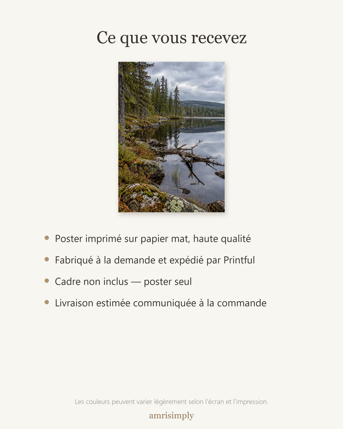 Poster Lac boréal Sans Cadre - Affiche Nature - Papier Mat - Décoration Murale