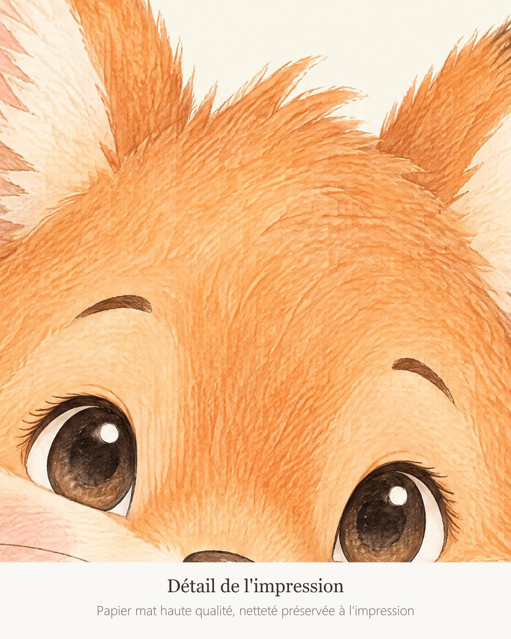 Poster Renardeau Nœud Papillon Sans Cadre – Décoration Chambre Bébé Animaux Aquarelle – Papier Mat