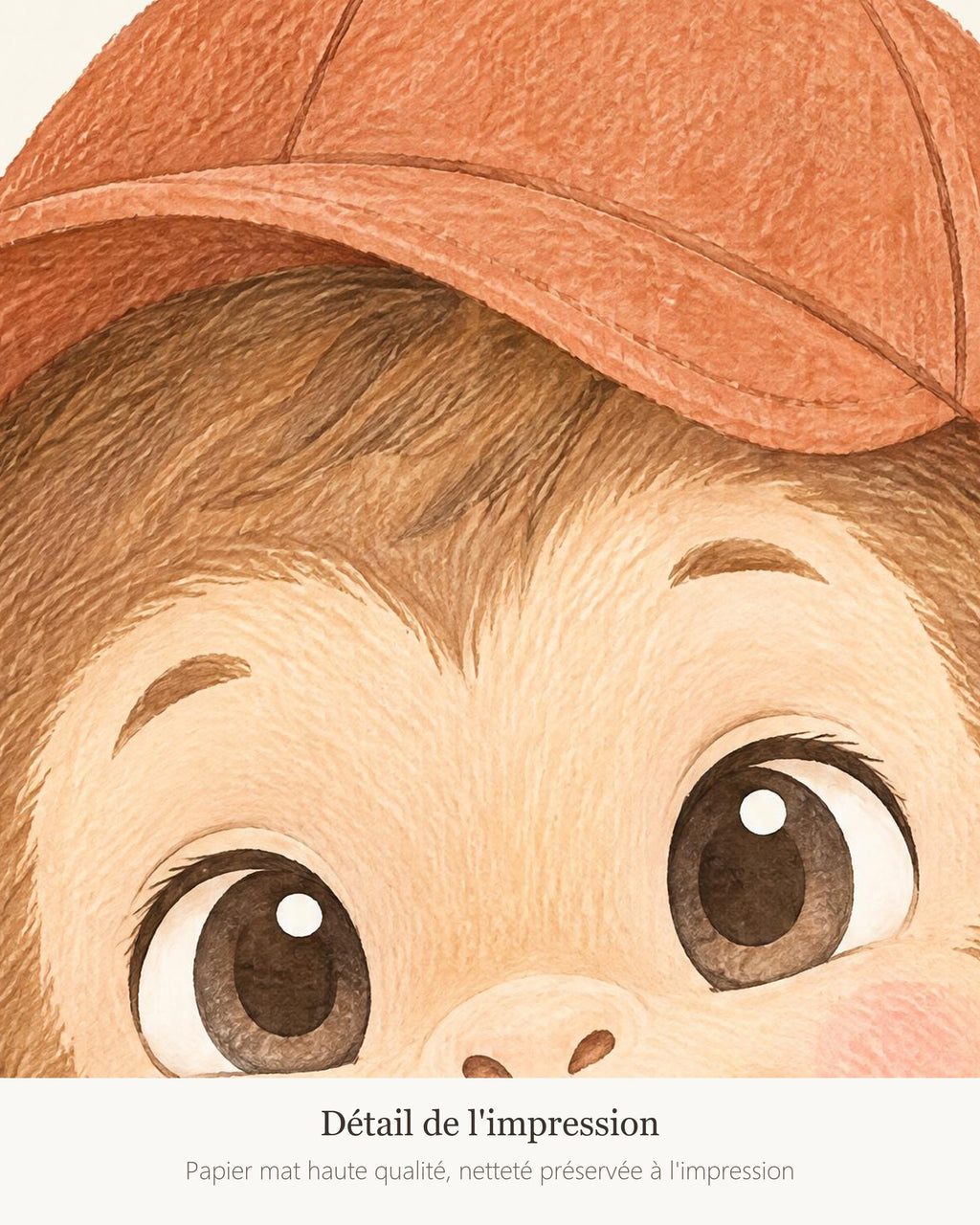 Poster Singe en Salopette Sans Cadre – Décoration Chambre Bébé Animaux Aquarelle – Papier Mat