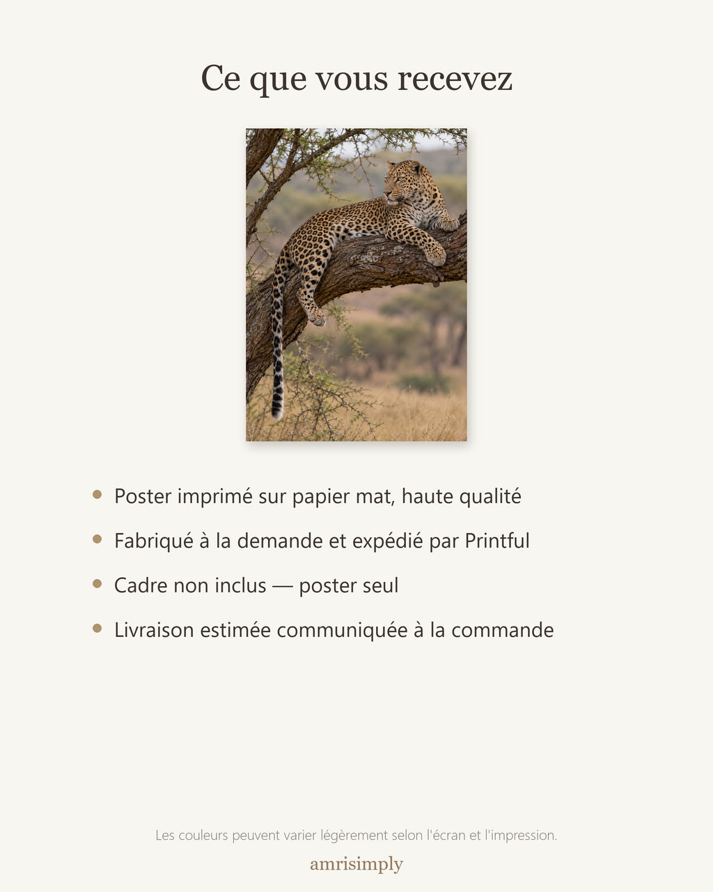 Poster Léopard dans l'acacia Sans Cadre - Affiche Animaux Sauvages - Papier Mat - Décoration Murale