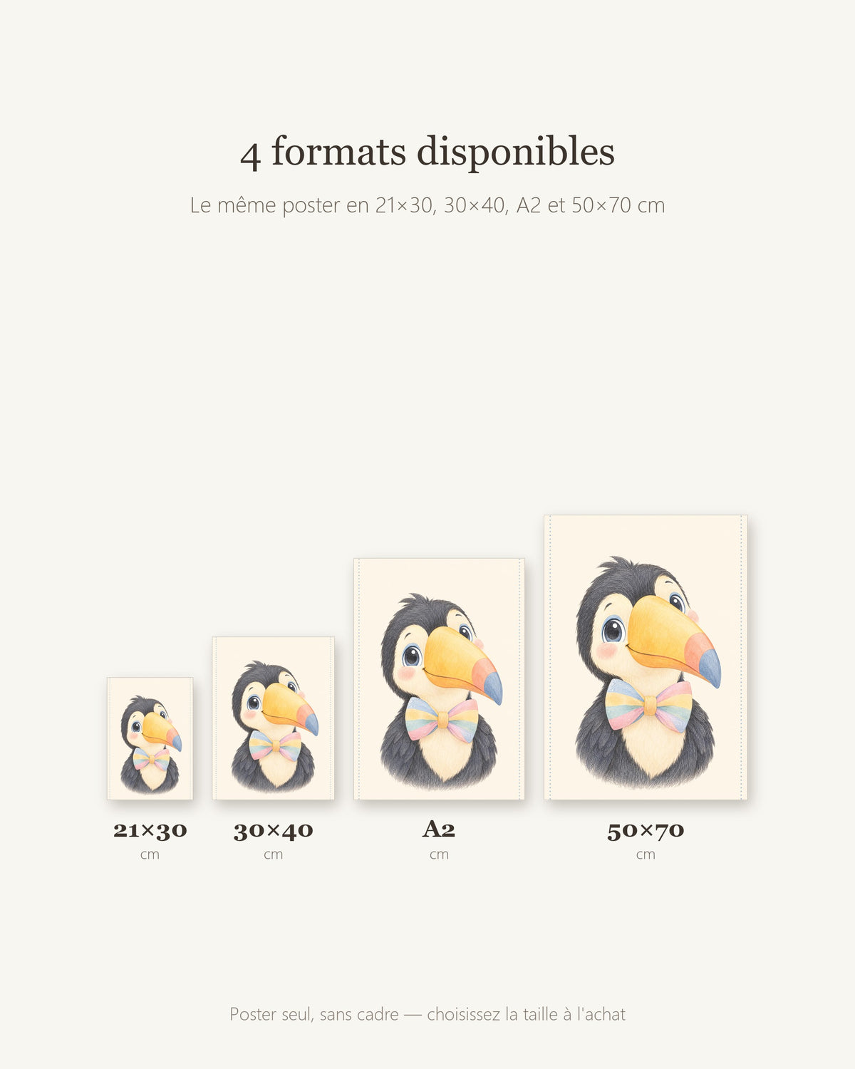 Poster Toucan Sans Cadre – Décoration Chambre Bébé Animaux Aquarelle – Papier Mat