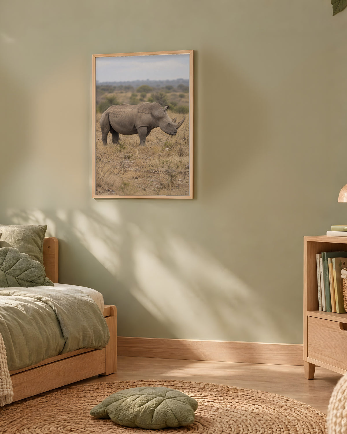 Poster Rhinocéros blanc Sans Cadre - Affiche Animaux Sauvages - Papier Mat - Décoration Murale
