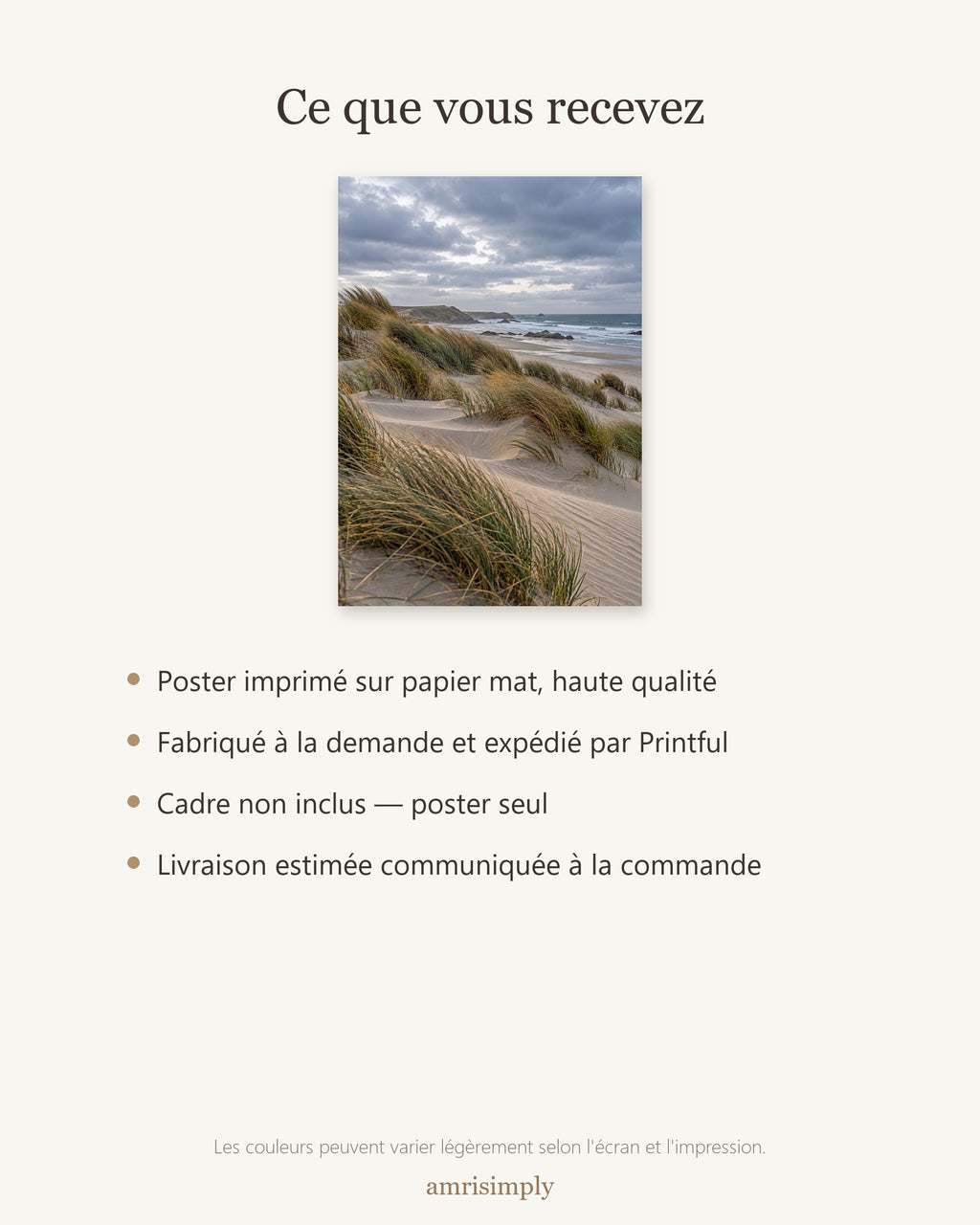Poster Dunes et oyats Sans Cadre - Affiche Nature - Papier Mat - Décoration Murale