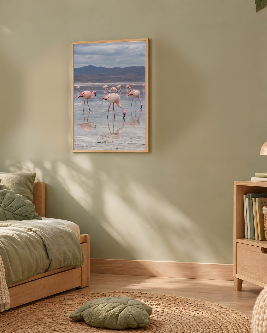 Poster Flamants roses lac salé Sans Cadre - Affiche Animaux Sauvages - Papier Mat - Décoration Murale