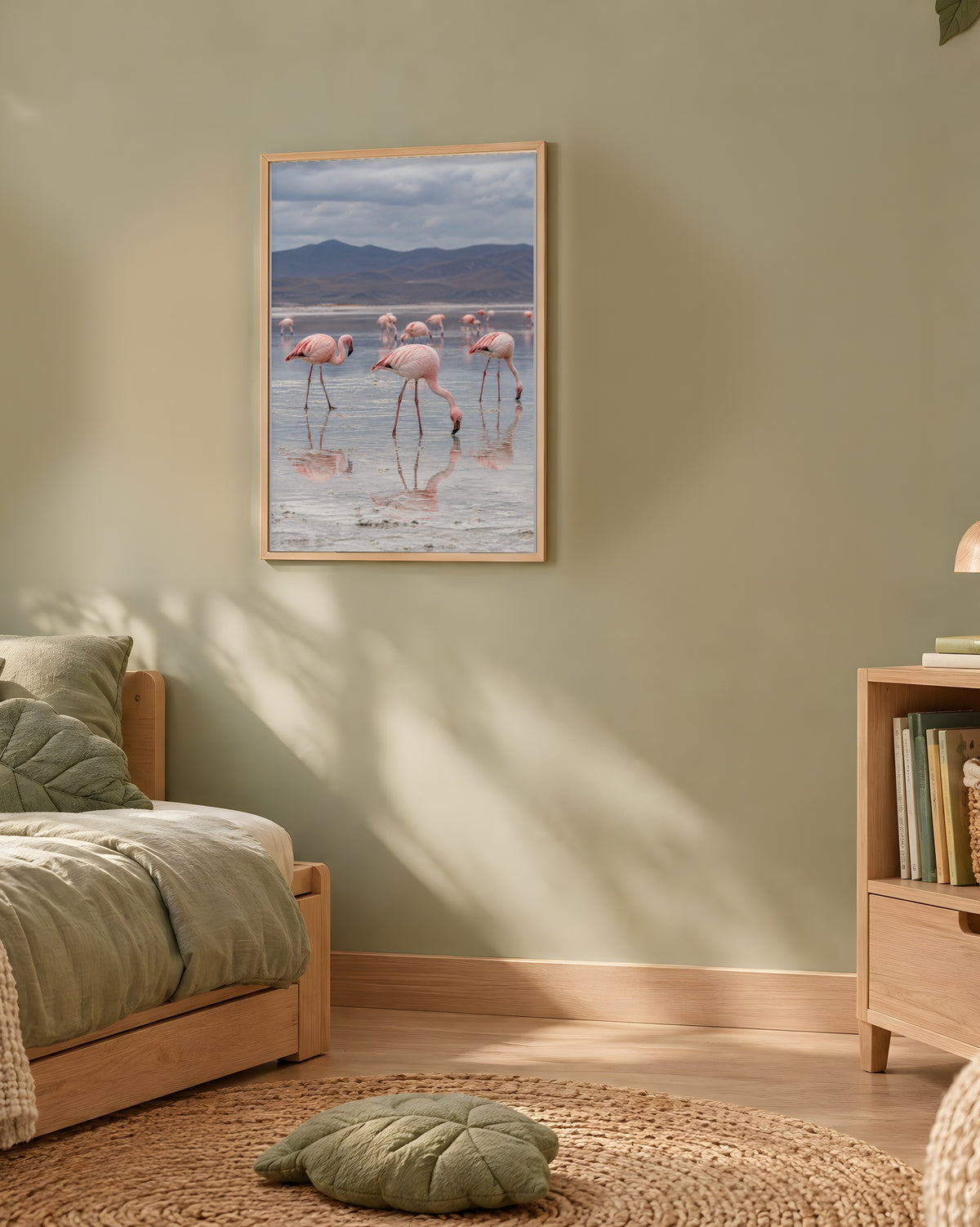 Poster Flamants roses lac salé Sans Cadre - Affiche Animaux Sauvages - Papier Mat - Décoration Murale
