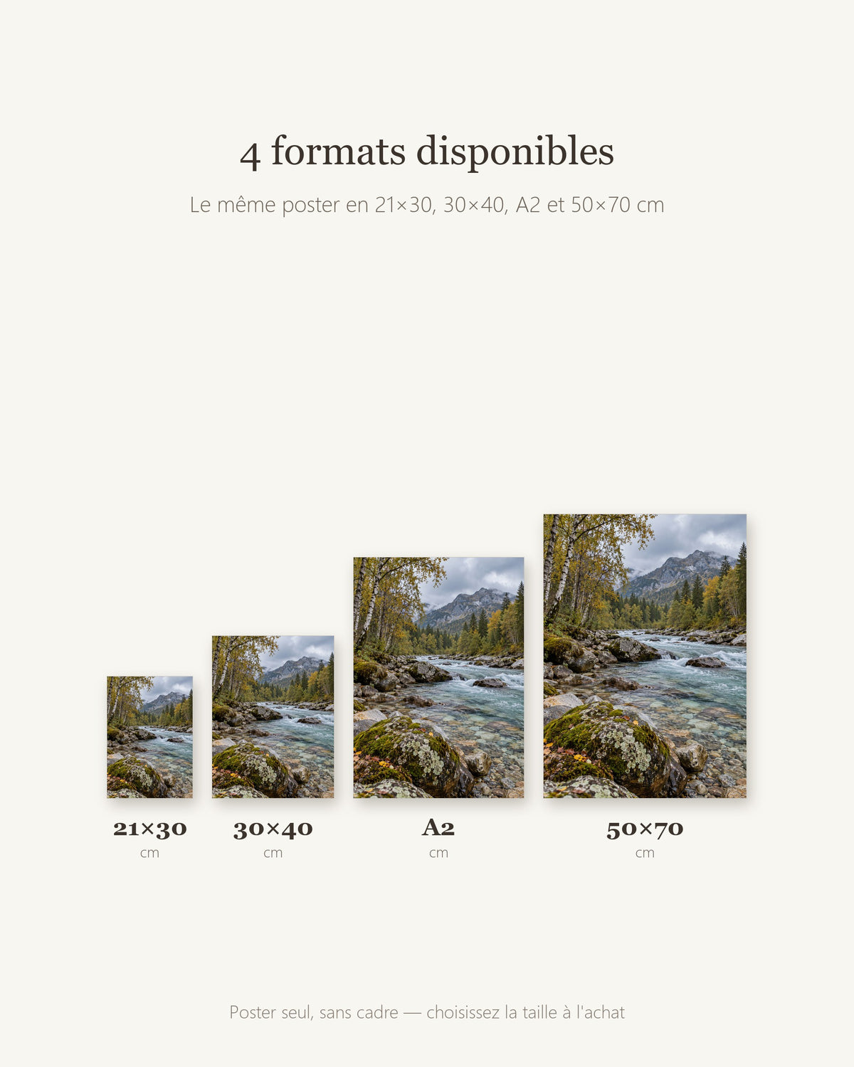 Poster Rivière de montagne Sans Cadre - Affiche Nature - Papier Mat - Décoration Murale