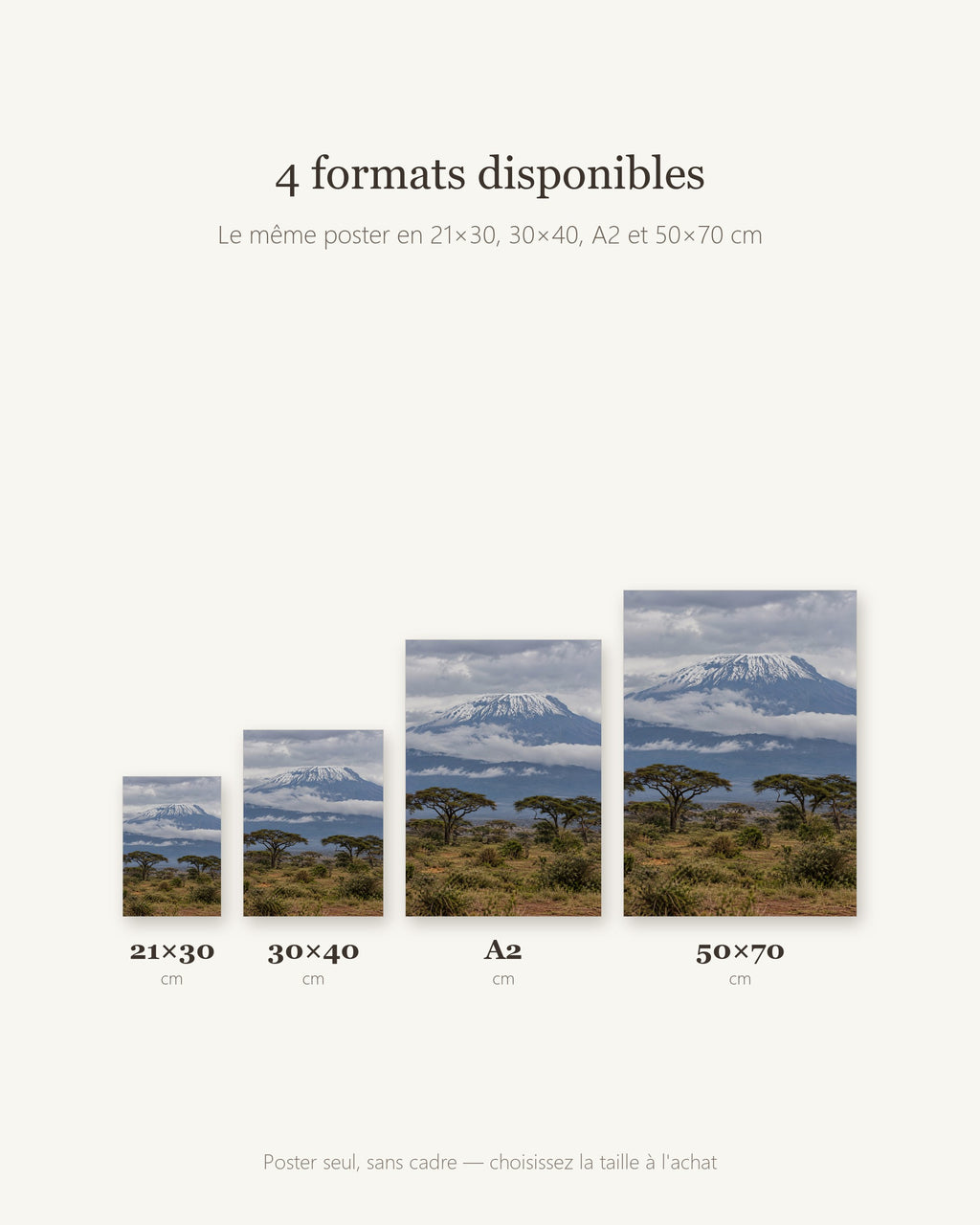 Poster Kilimandjaro Sans Cadre - Affiche Nature - Papier Mat - Décoration Murale