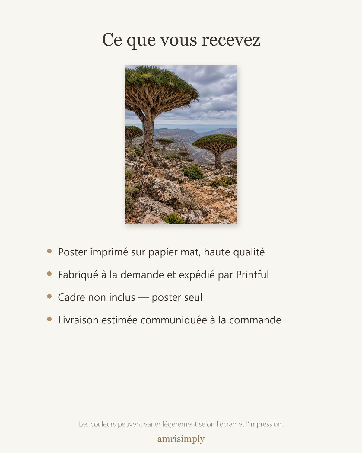 Poster Socotra Yémen Sans Cadre - Affiche Nature - Papier Mat - Décoration Murale