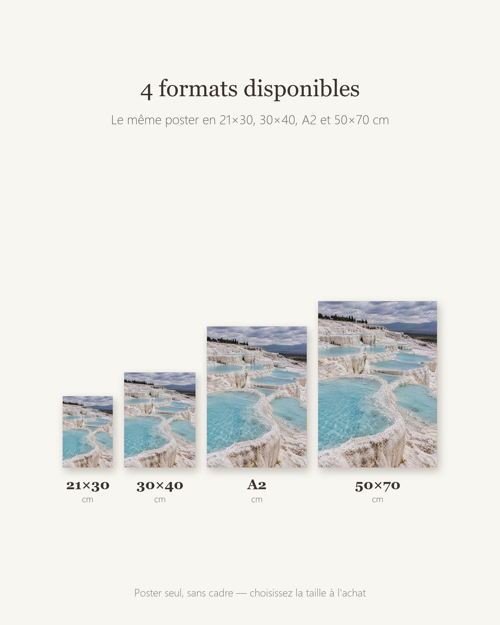 Poster Pamukkale Turquie Sans Cadre - Affiche Nature - Papier Mat - Décoration Murale