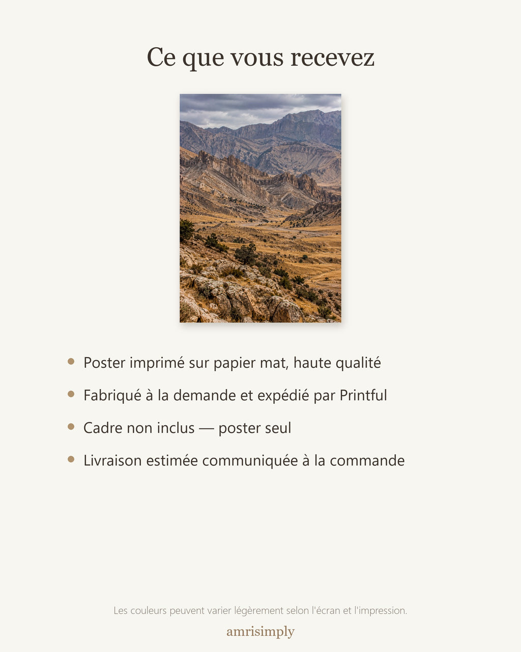 Poster Monts Zagros Sans Cadre - Affiche Nature - Papier Mat - Décoration Murale