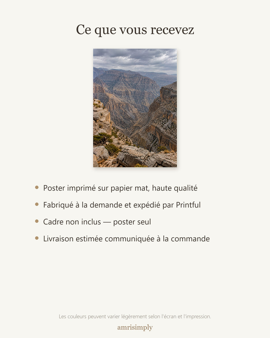 Poster Jebel Shams Oman Sans Cadre - Affiche Nature - Papier Mat - Décoration Murale