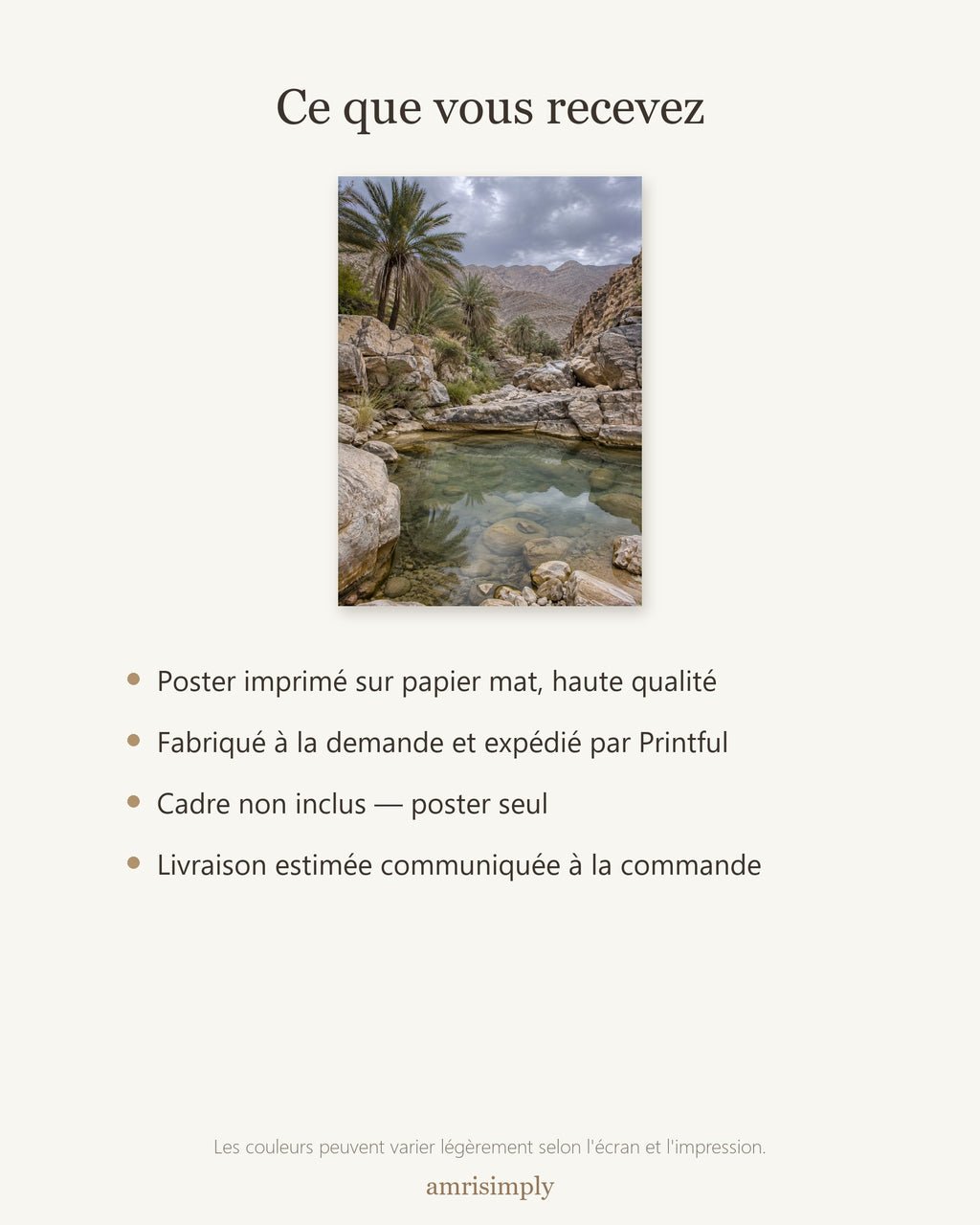 Poster Wadi d'Oman Sans Cadre - Affiche Nature - Papier Mat - Décoration Murale