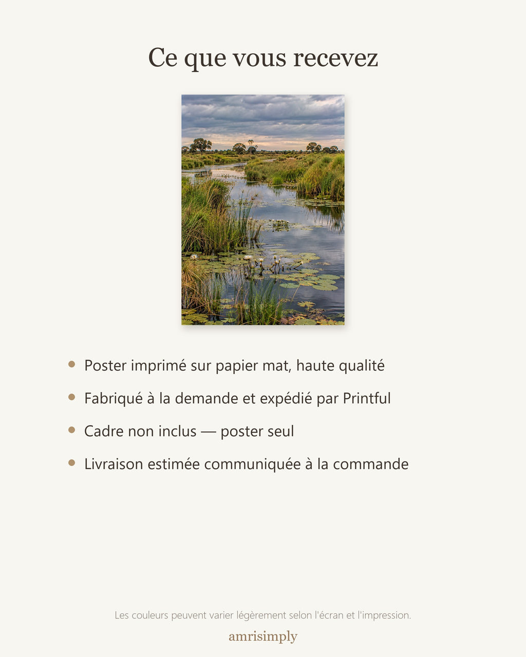 Poster Delta de l'Okavango Sans Cadre - Affiche Nature - Papier Mat - Décoration Murale