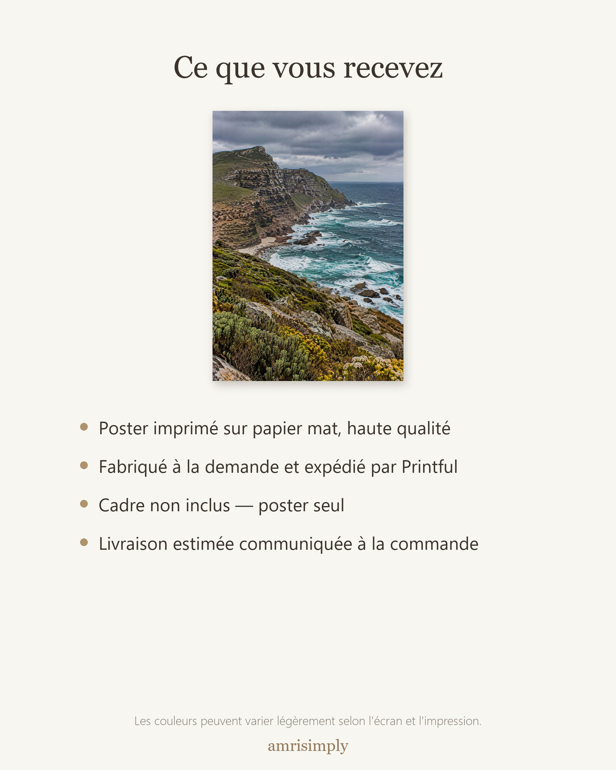 Poster Cap de Bonne-Espérance Sans Cadre - Affiche Nature - Papier Mat - Décoration Murale