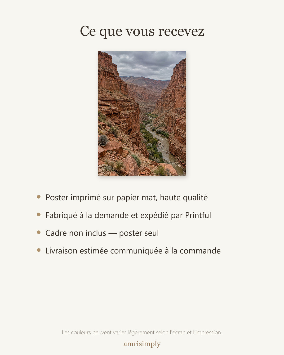 Poster Gorges du Dadès Maroc Sans Cadre - Affiche Nature - Papier Mat - Décoration Murale