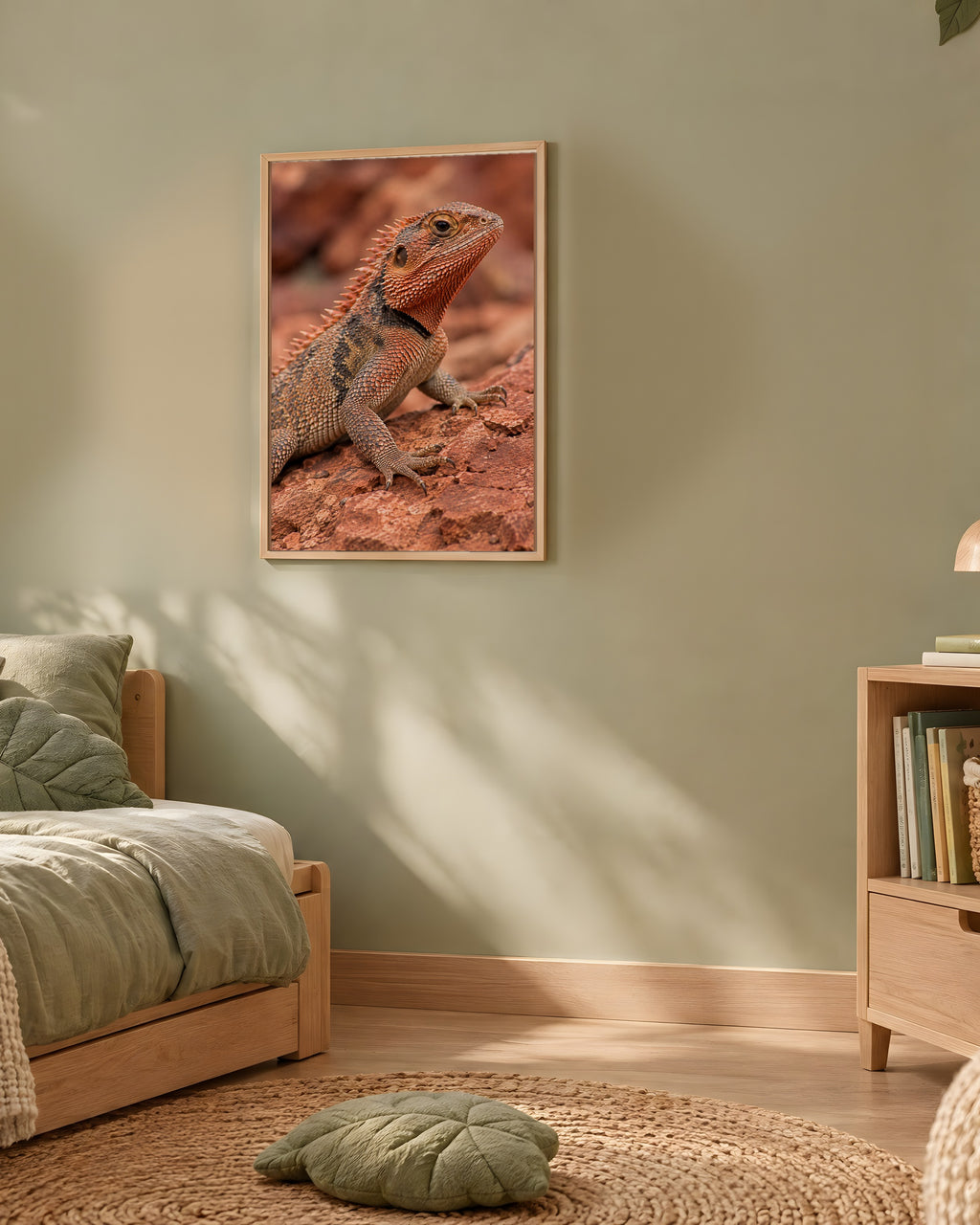 Poster Agame sur roche rouge Sans Cadre - Affiche Animaux Sauvages - Papier Mat - Décoration Murale