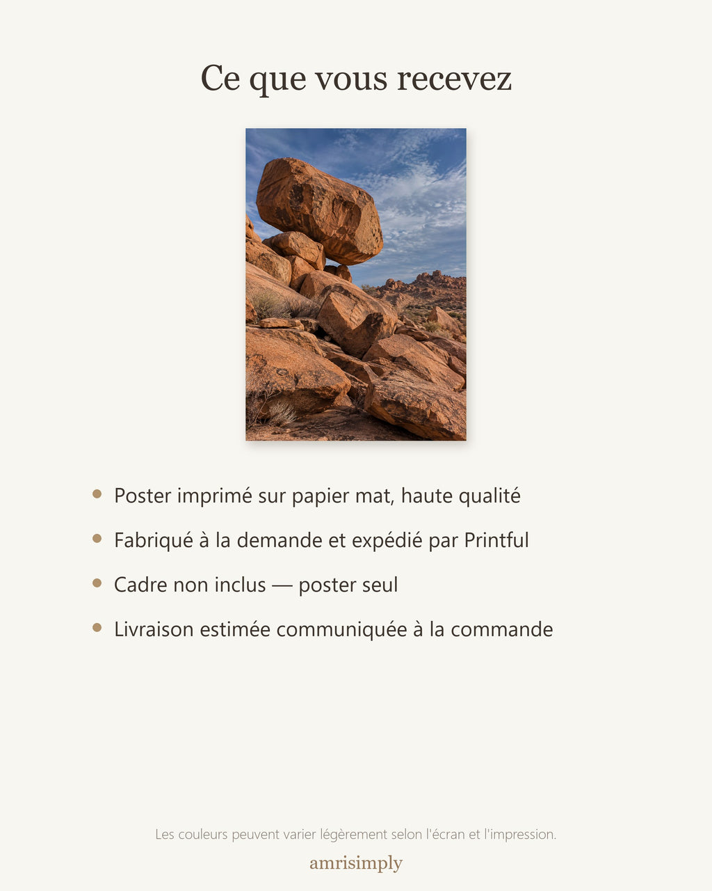Poster Twyfelfontein Namibie Sans Cadre - Affiche Nature - Papier Mat - Décoration Murale